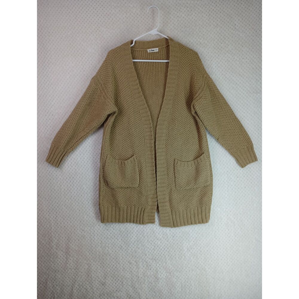 In Loom Women's S/M Tan Wool Mohair Cardigan Sweater